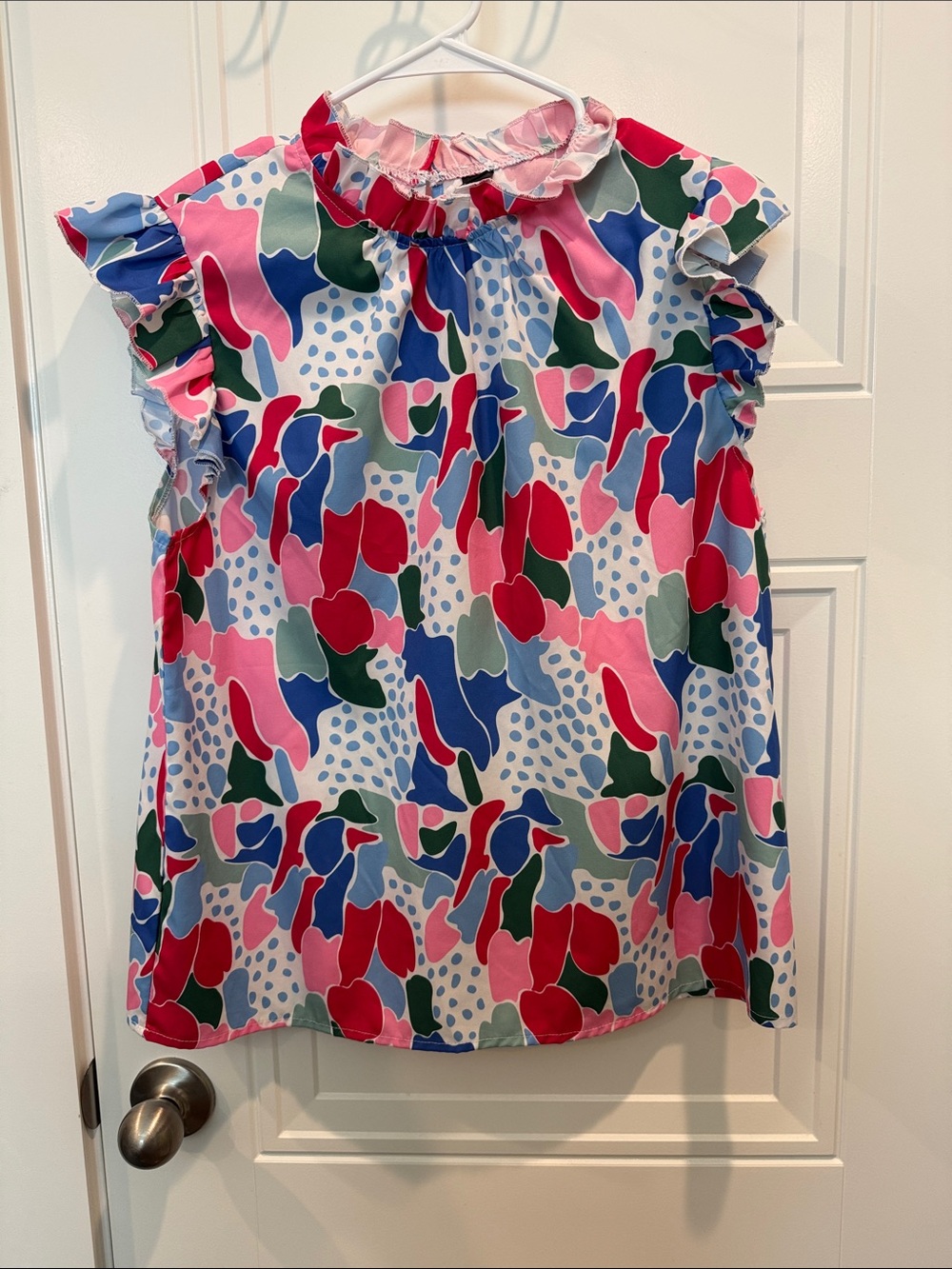 Multicolor Ruffle Cap-Sleeve Blouse - Brand Unspecified